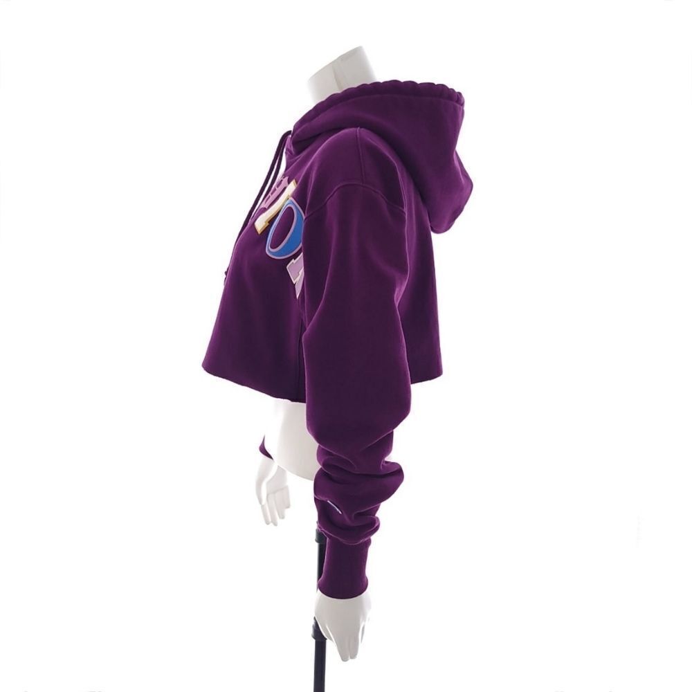 Champion Reverse Weave Purple Hooded Cropped Sweatshirt Womens XS - Picture 7 of 12